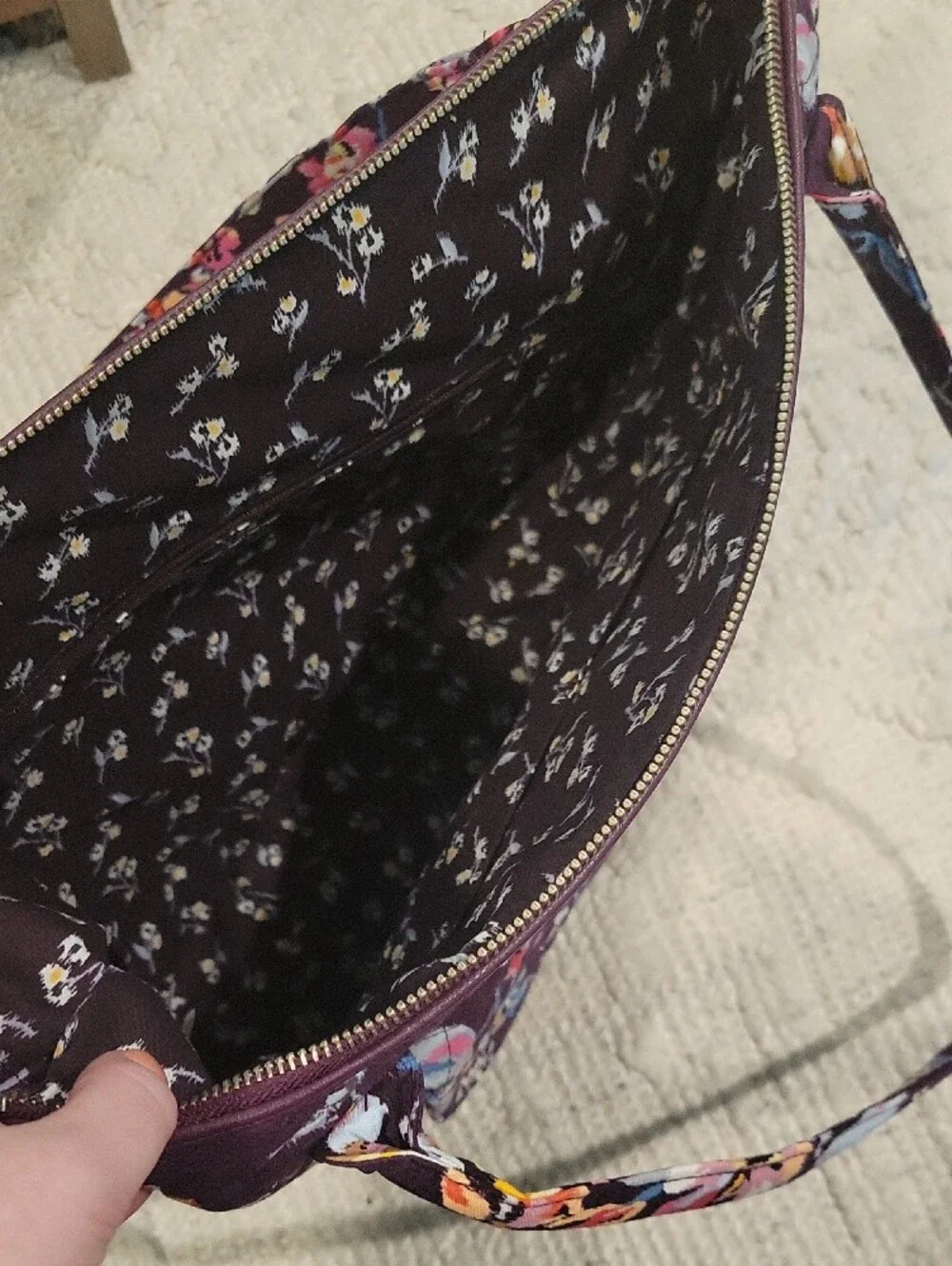 Vera Bradley Plum Floral Quilted Shoulder Tote